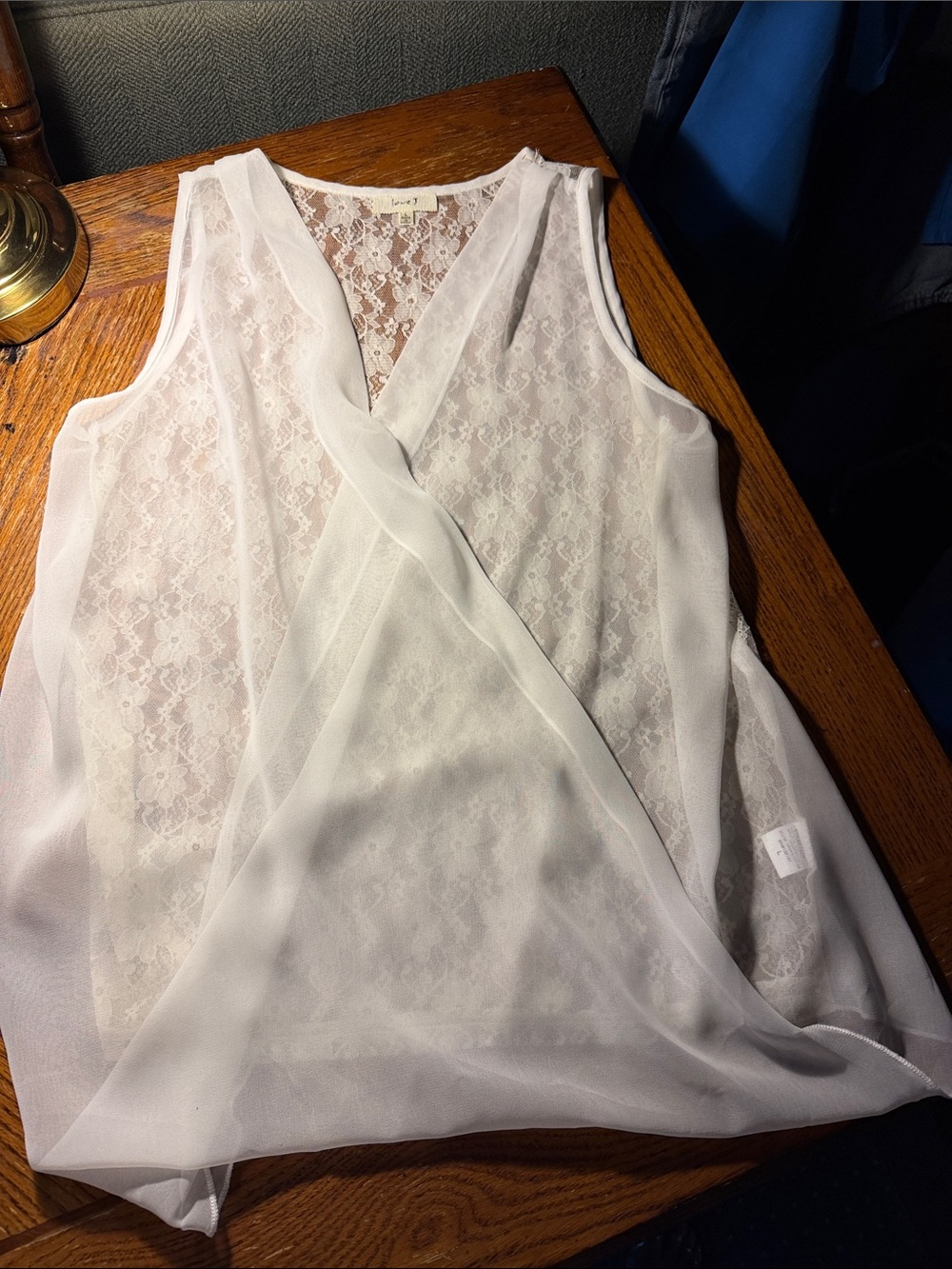 Love Cream Lace Overlay Top